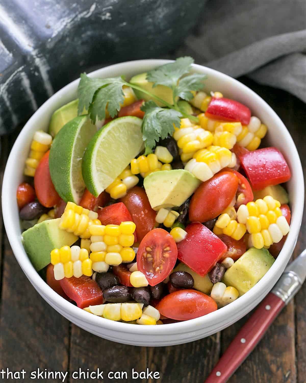 Fresh Corn And Black Bean Salad Honey Lime Dressing That Skinny Chick Can Bake 