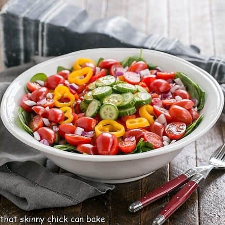 Gazpacho Spinach Salad - Tasty & Refreshing - That Skinny Chick Can Bake