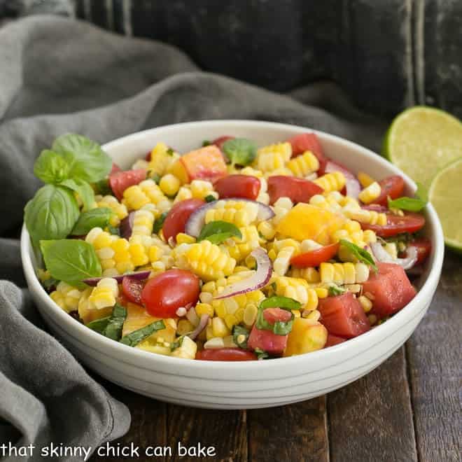 Corn, Basil and Tomato Salad - A Taste of Summer! - That Skinny Chick ...