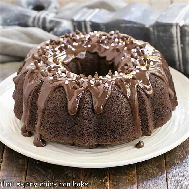 Chocolate Sour Cream Bundt Cake- That Skinny Chick Can Bake
