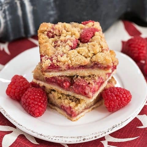 Streusel Topped Raspberry Squares - SO Easy! - That Skinny Chick Can Bake