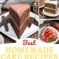 Best homemade cake recipes collage with 3 photos above a title text box.