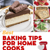 Best Baking Tips collage with 4 photos above a text box.