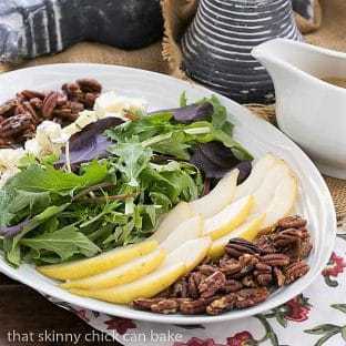 Blue Cheese and Pear Salad - A perfect fall or winter salad with candied pecans and a maple vinaigrette