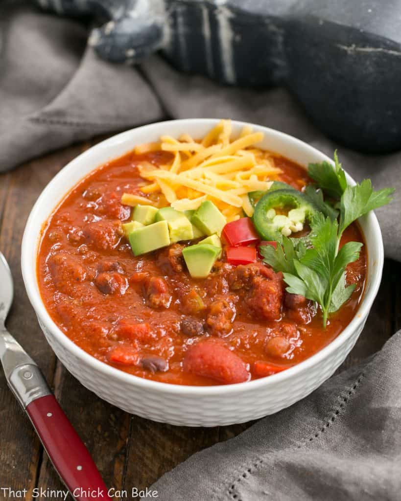 Chili with Black Beans - For Game Day - That Skinny Chick Can Bake