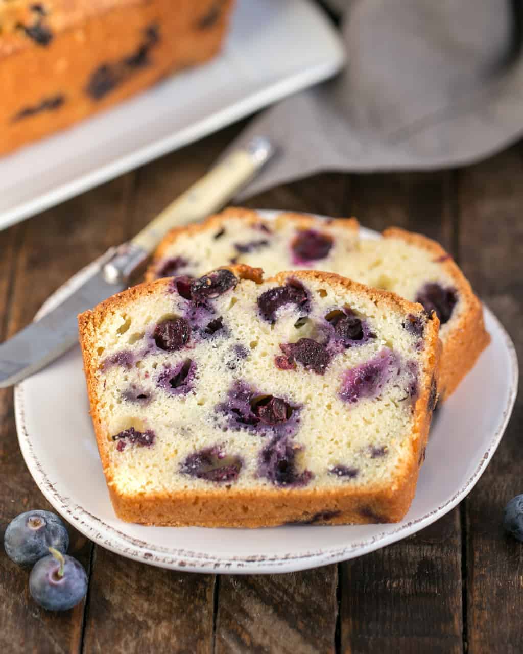 Lemon Blueberry Muffin Bread - That Skinny Chick Can Bake