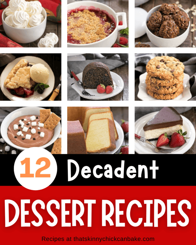 Top Dessert Recipes collage with 9 photos above a text box.